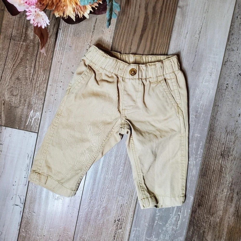 Carter's Khaki Beige 100% Cotton Baby Boy Formal Pants Size 3M EUC